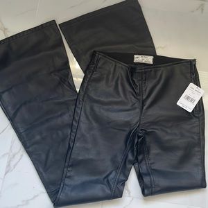 Free People Black Leather Leggings NWT